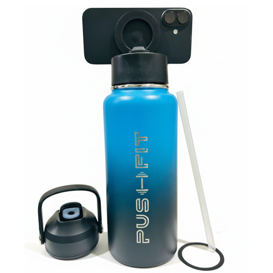 32oz/1L Insulated Stainless Steel Water Bottle with Straw and Magnetic Phone Holder Lid
