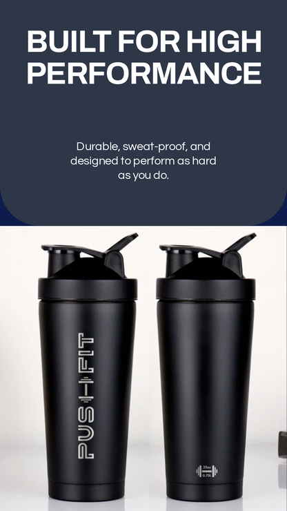 25oz/0.7L Insulated Stainless Steel Shaker Bottle | Push Fit