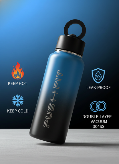 Gym Water Bottle with Magnetic Phone Holder | Insulated Stainless Steel Sport Flask – Push Fit