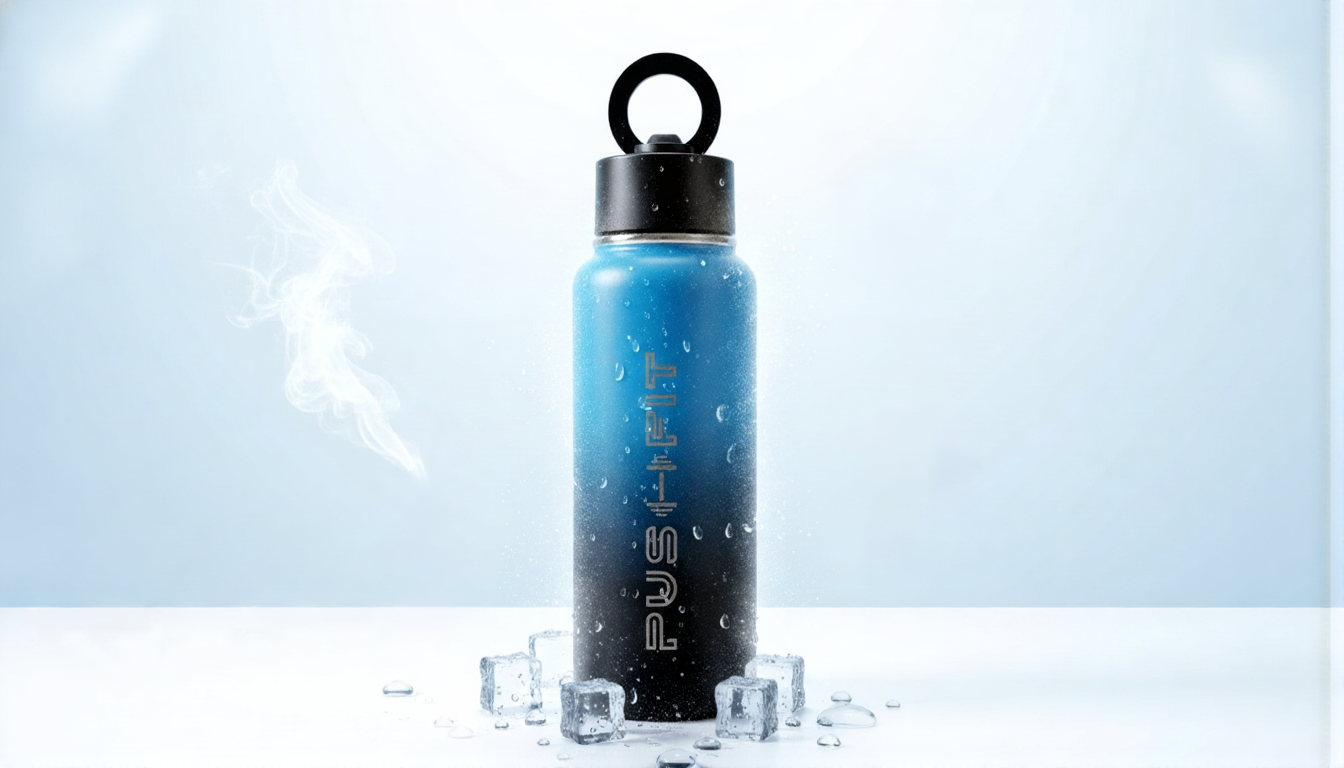 Gym Water Bottle with Magnetic Phone Holder | Insulated Stainless Steel Sport Flask – Push Fit